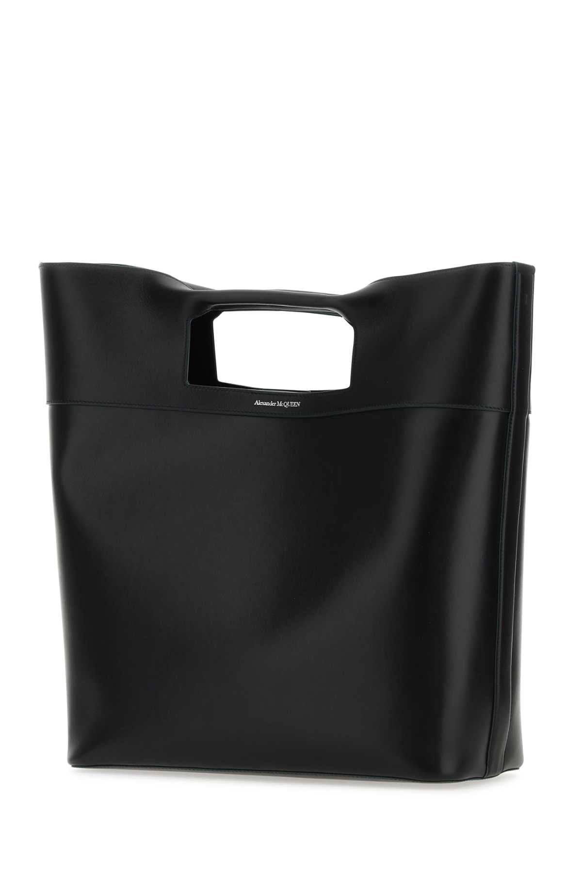 Alexander Mcqueen Men Black Leather The Square Bow Shopping Bag - EZE Fashion®