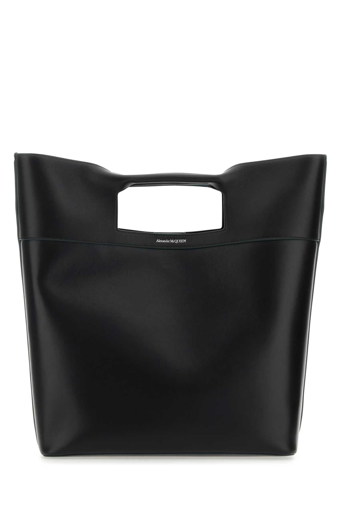 Alexander Mcqueen Men Black Leather The Square Bow Shopping Bag - EZE Fashion®