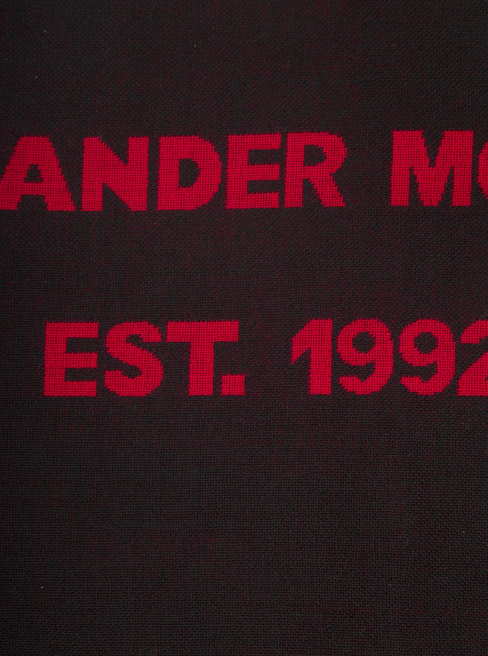 Alexander Mcqueen Men Red And Black Scarf With Jacquard Logo In Wool Man - EZE Fashion®