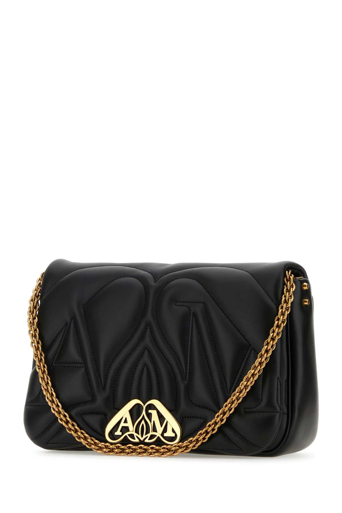 Alexander Mcqueen Women Black Leather Seal Shoulder Bag - EZE Fashion®