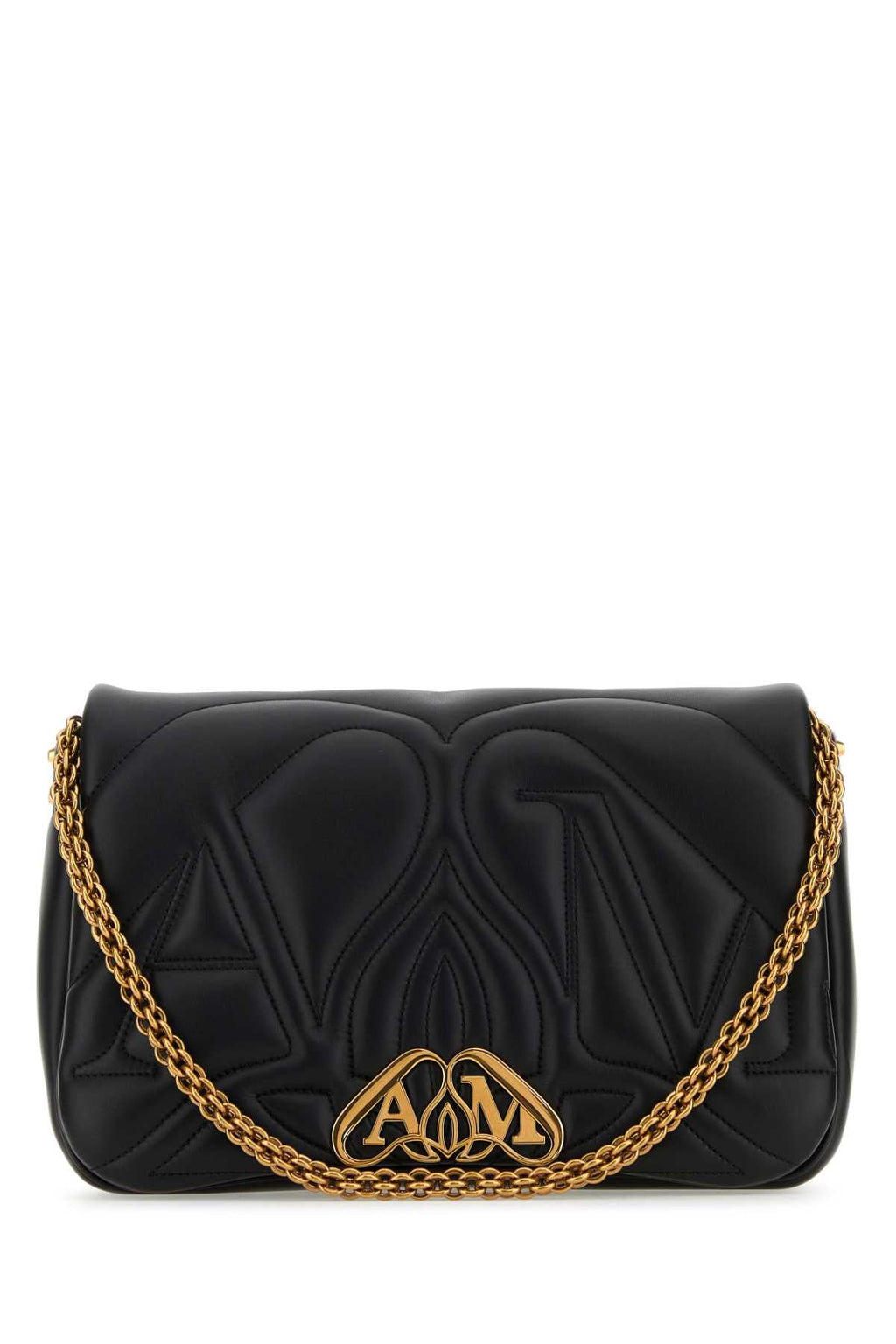 Alexander Mcqueen Women Black Leather Seal Shoulder Bag - EZE Fashion®