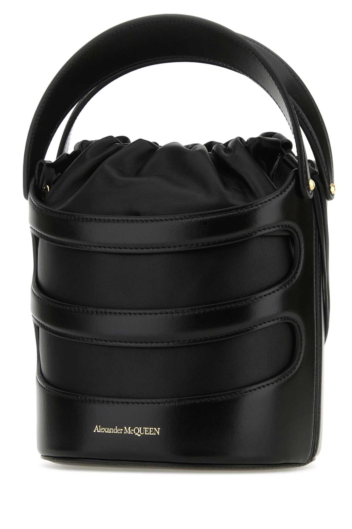 Alexander Mcqueen Women Black Leather The Rise Bucket Bag - EZE Fashion®