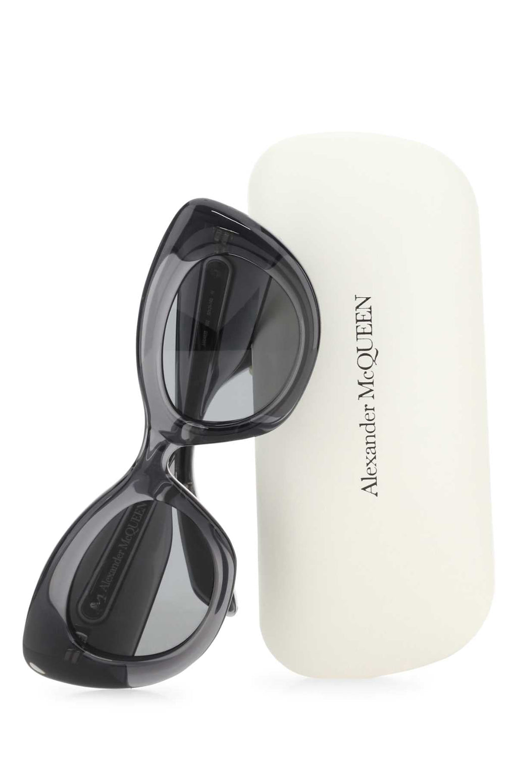 Alexander Mcqueen Women Dark Grey Acetate The Curve Sunglasses - EZE Fashion®