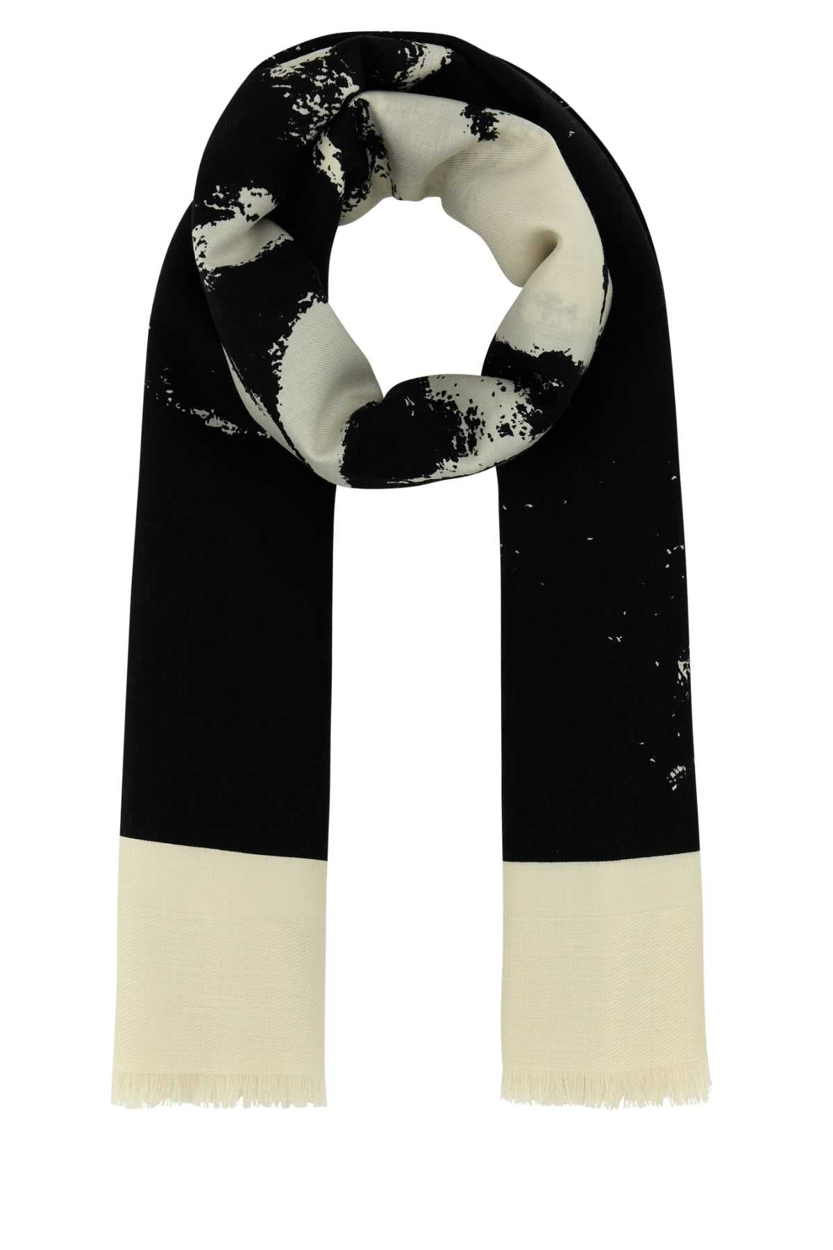 Alexander Mcqueen Women Ivory Silk Blend Scarf - EZE Fashion®