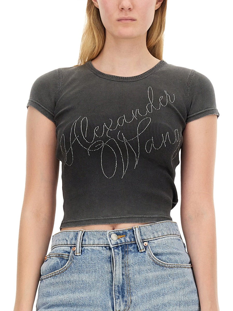 Alexander Wang Women Rhinestone Logo T-Shirt - EZE Fashion®