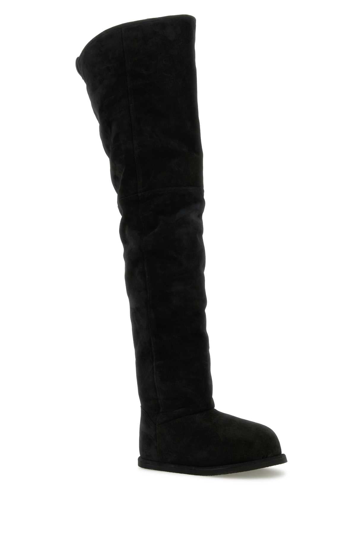 Amina Muaddi Women Black Suede Heidi Over - The - Knee Boots - EZE Fashion®