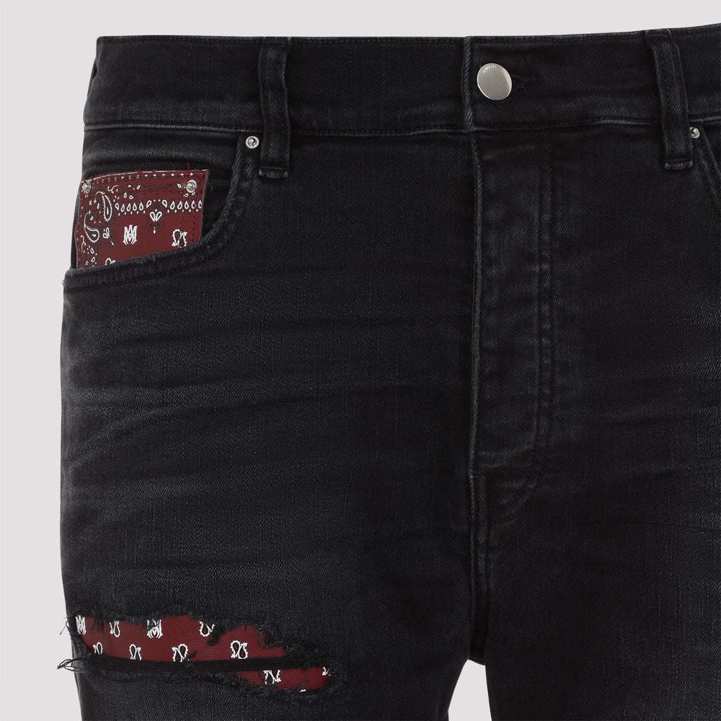 Amiri Leather Bandana Repaired Slim Jeans Men - EZE Fashion®