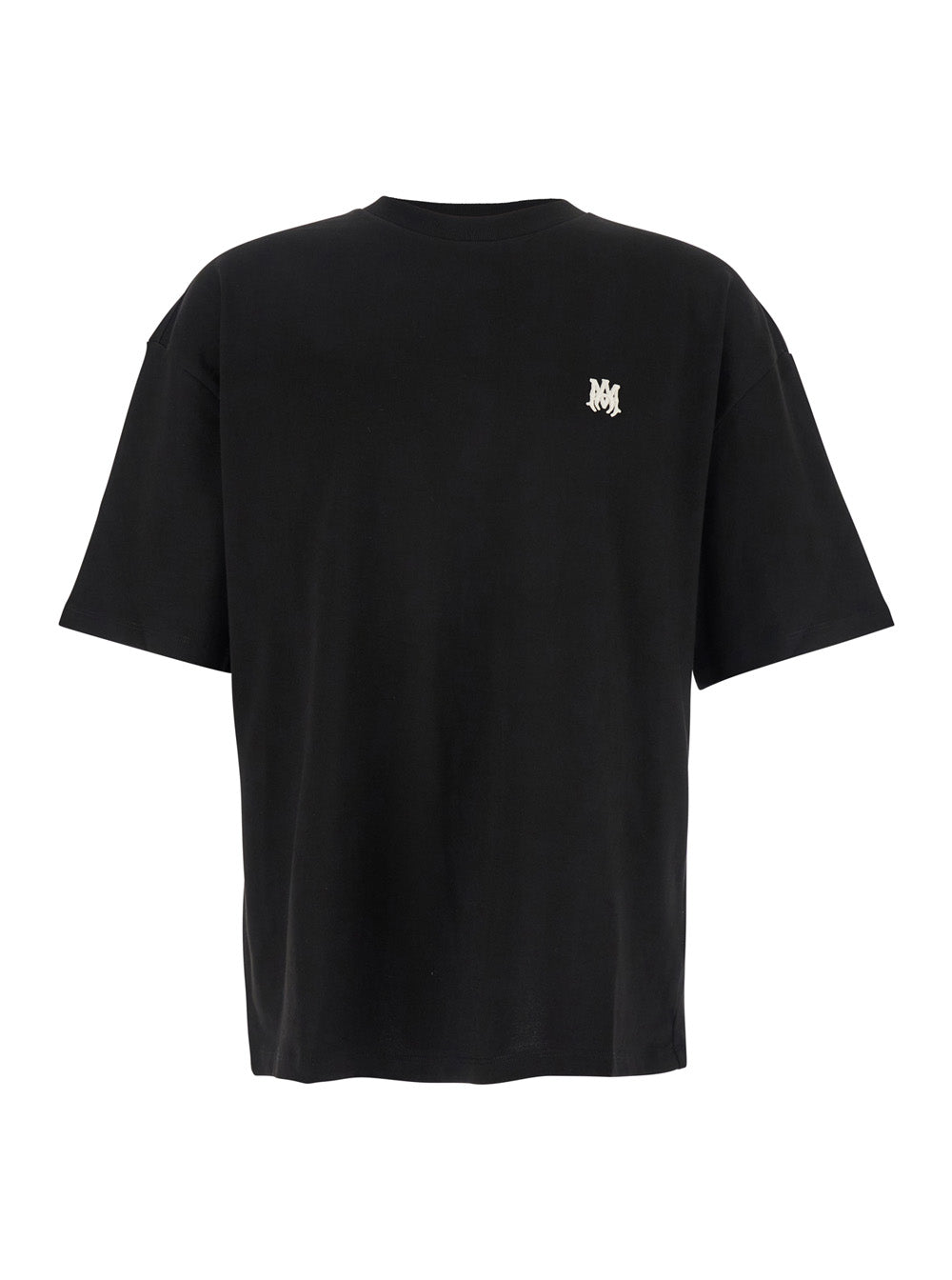 Amiri Men Black Crewneck T-Shirt With Logo Embroidery On The Front In Cotton Man - EZE Fashion®