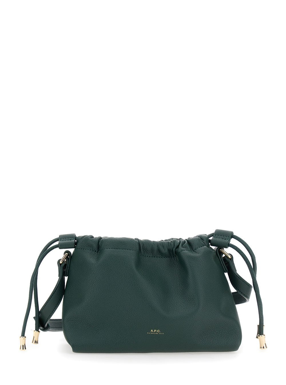 A.P.C. Women 'Ninon Mini' Green Crossbody Bag With Drawstring Closure And Embossed Logo Lettering On The Front In Ecoleather Woman - EZE Fashion®
