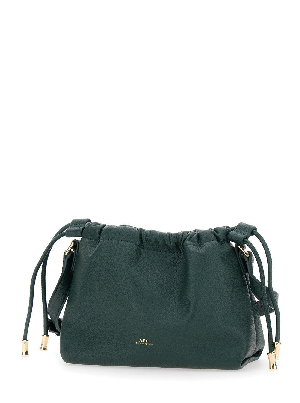 A.P.C. Women 'Ninon Mini' Green Crossbody Bag With Drawstring Closure And Embossed Logo Lettering On The Front In Ecoleather Woman - EZE Fashion®