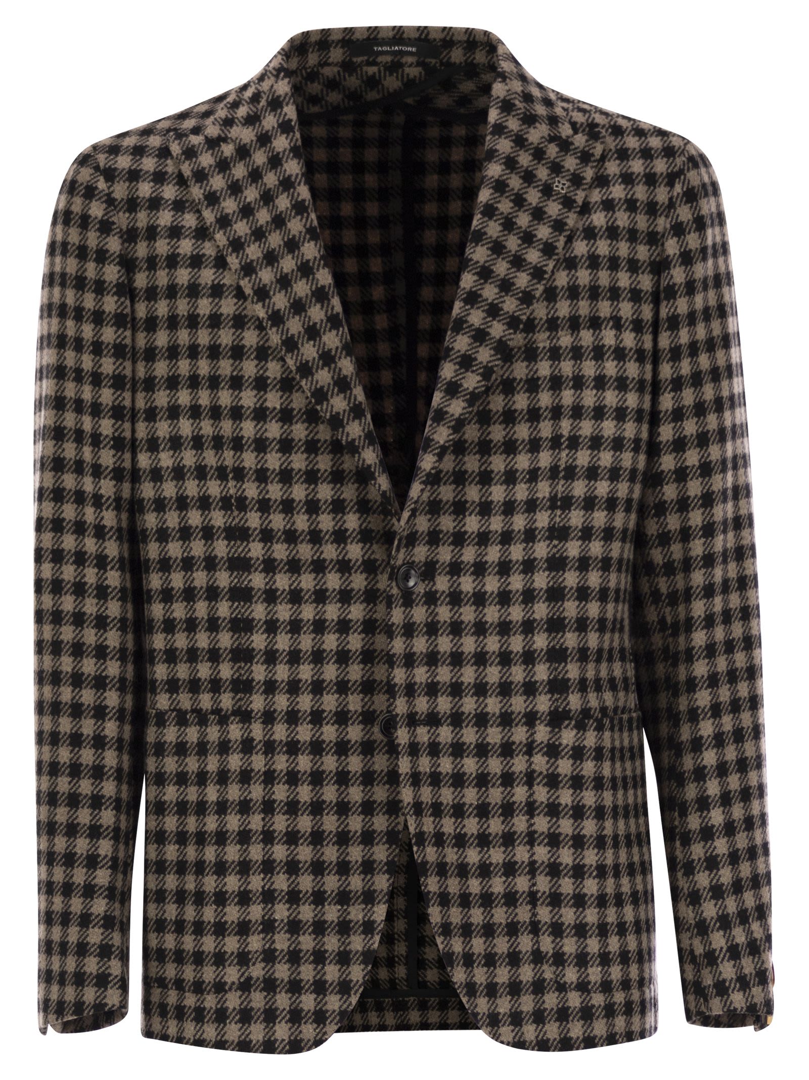 Tagliatore Men Houndstooth Virgin Wool Blend Jacket