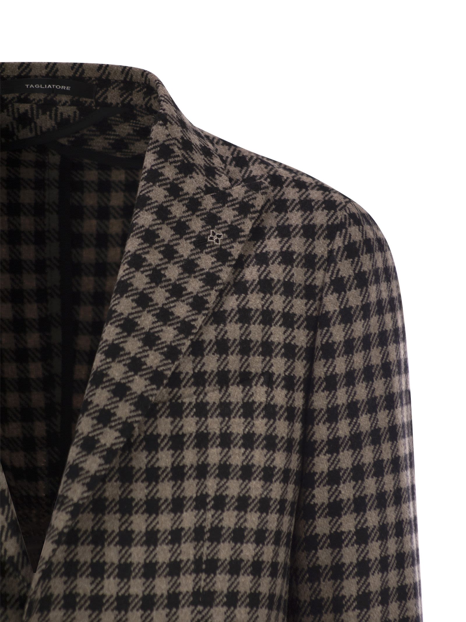 Tagliatore Men Houndstooth Virgin Wool Blend Jacket