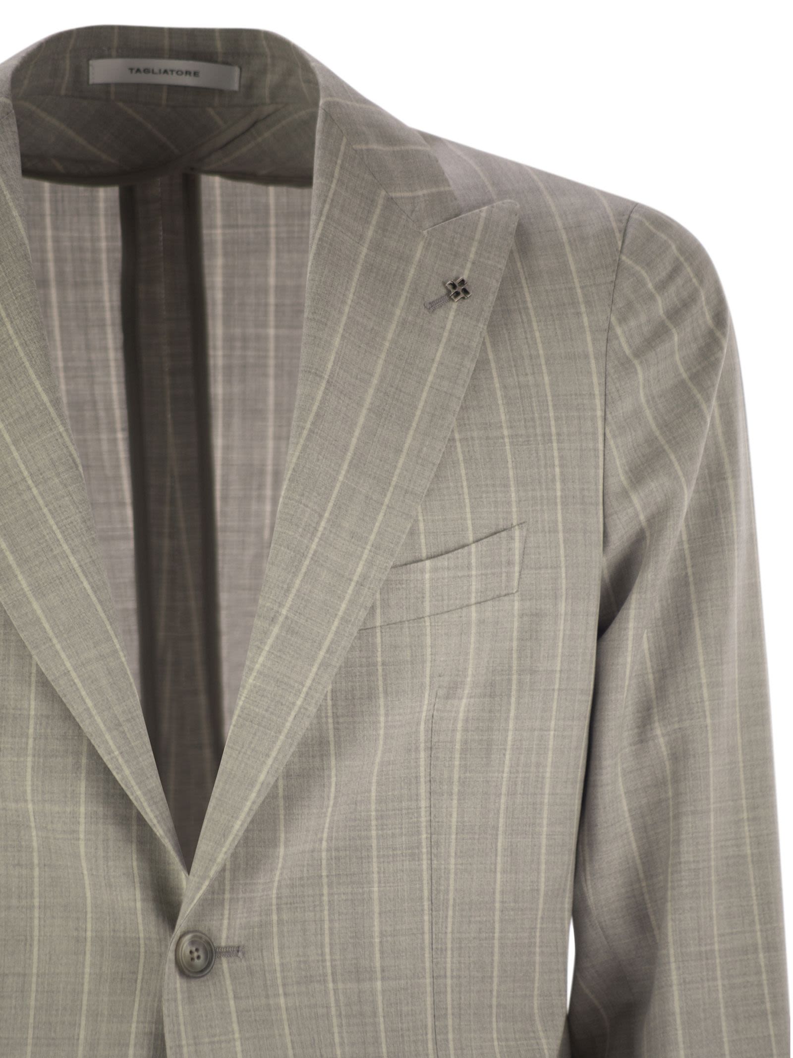 Tagliatore Men Pinstripe Suit In Wool And Silk