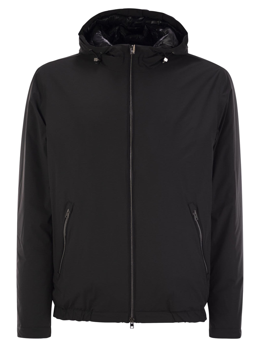 Herno Men Technical Fabric Bomber Jacket With Hood