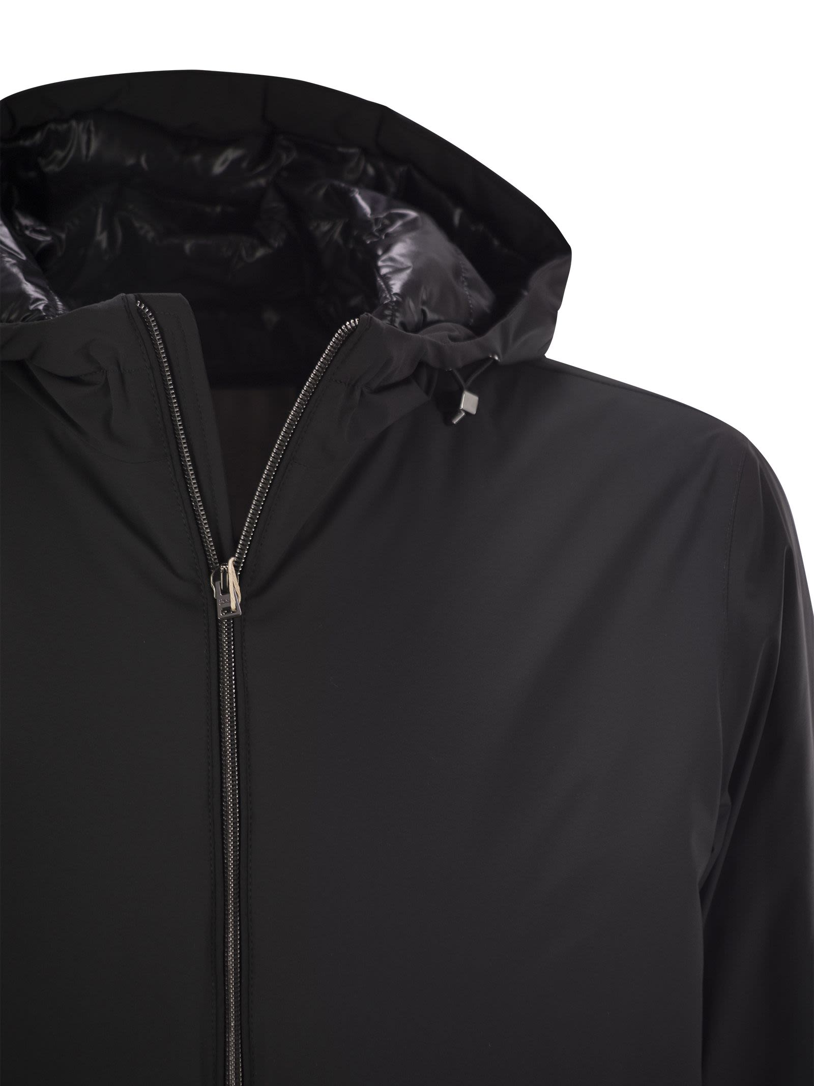 Herno Men Technical Fabric Bomber Jacket With Hood