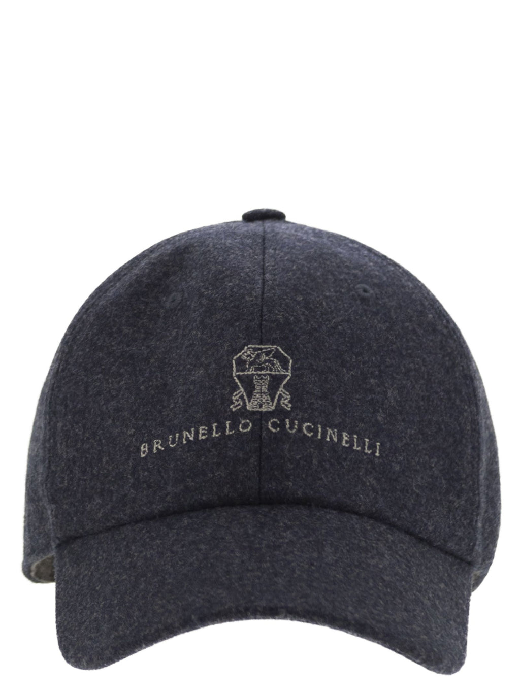 Brunello Cucinelli Men Virgin Wool Flannel Baseball Cap With Embroidery