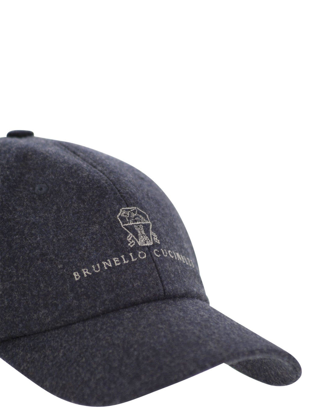 Brunello Cucinelli Men Virgin Wool Flannel Baseball Cap With Embroidery