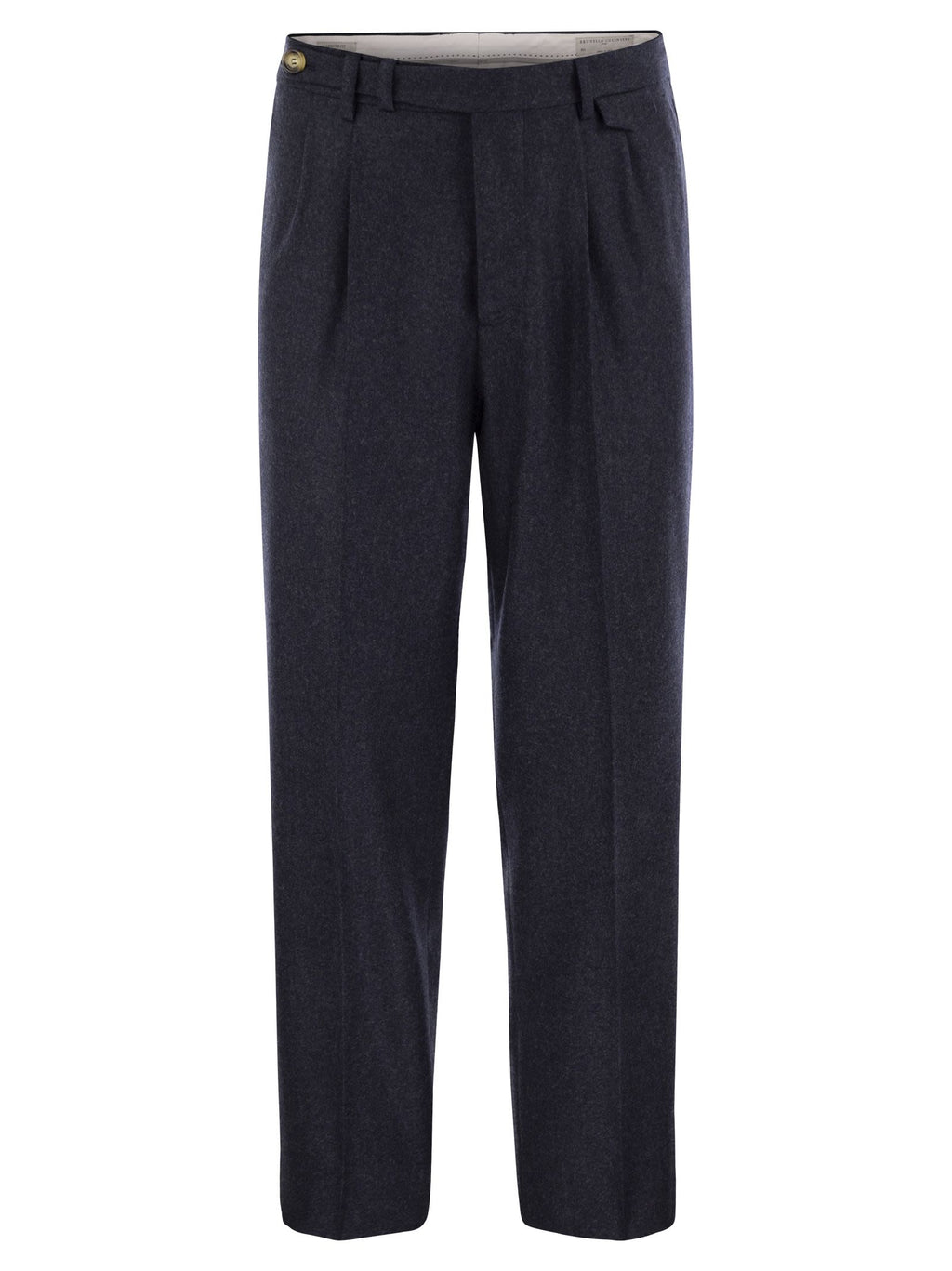 Brunello Cucinelli Men Leisure Fit Trousers In Virgin Wool Flannel With Double Darts