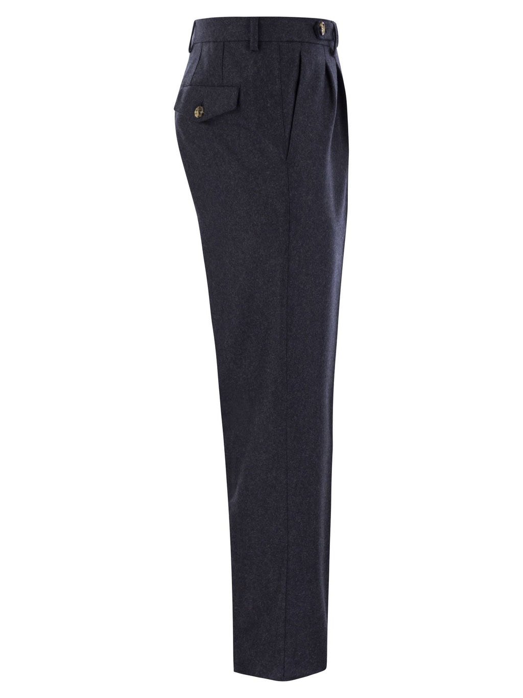 Brunello Cucinelli Men Leisure Fit Trousers In Virgin Wool Flannel With Double Darts