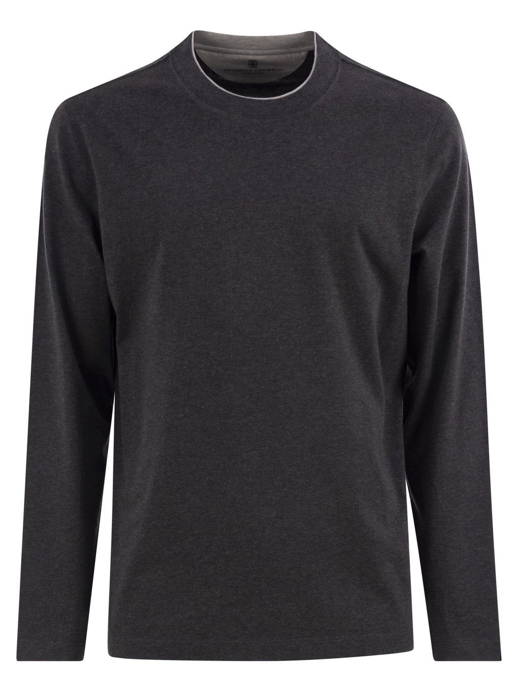 Brunello Cucinelli Men Crew-Neck Cotton Jersey T-Shirt With Long Sleeves
