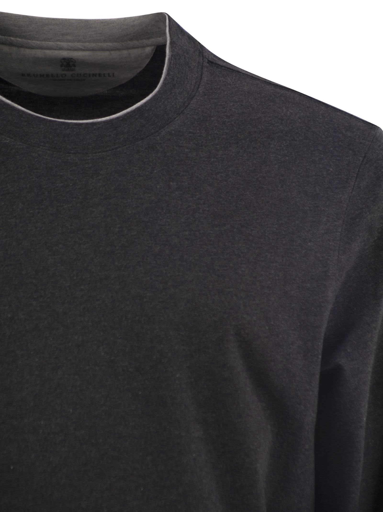 Brunello Cucinelli Men Crew-Neck Cotton Jersey T-Shirt With Long Sleeves