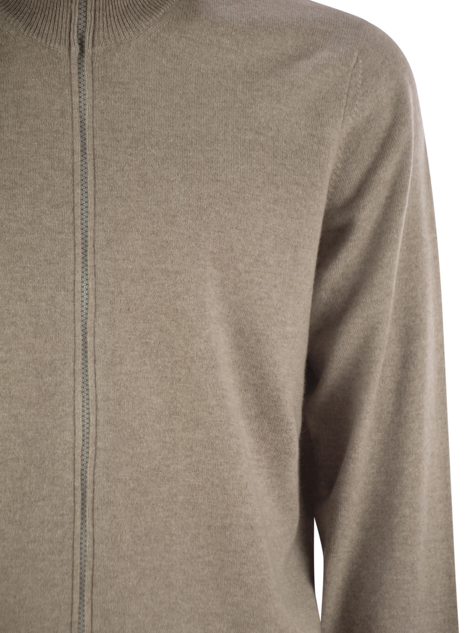 Brunello Cucinelli Men High-Necked Cashmere Cardigan With Zip