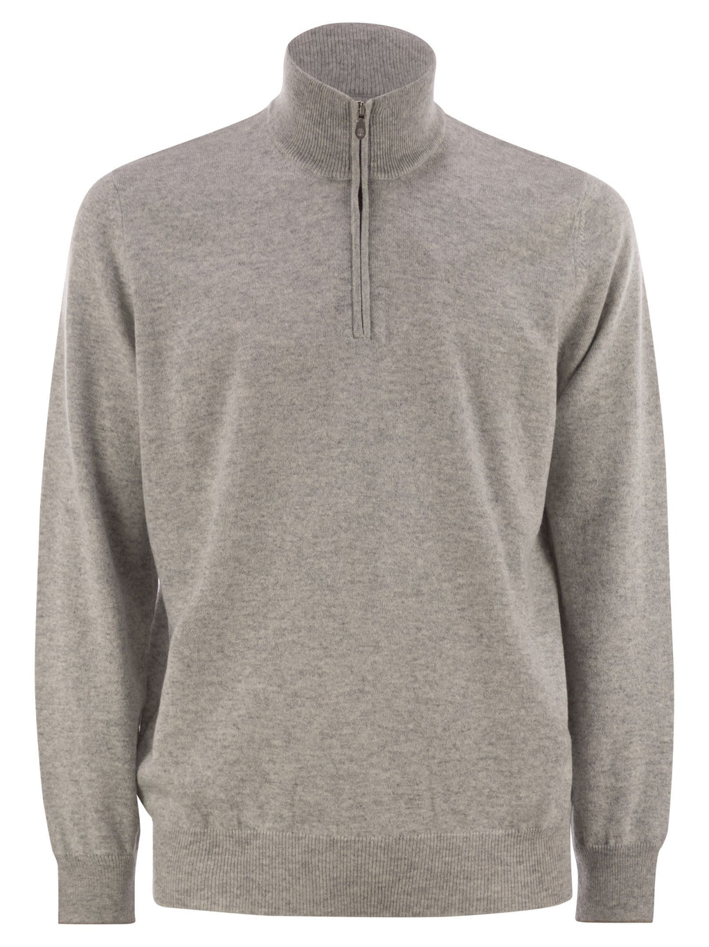 Brunello Cucinelli Men High-Necked Cashmere Sweater With Zip Opening