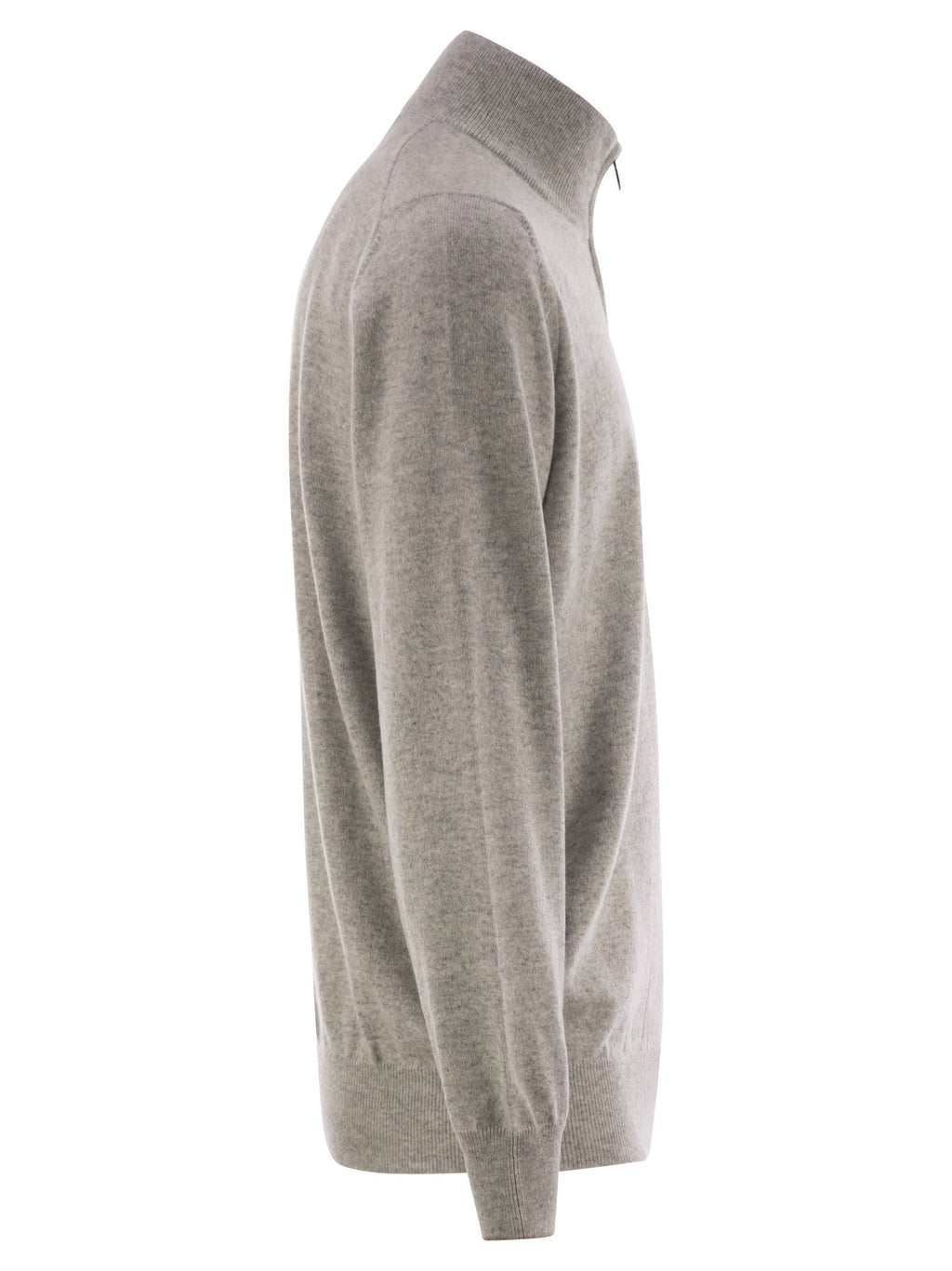 Brunello Cucinelli Men High-Necked Cashmere Sweater With Zip Opening