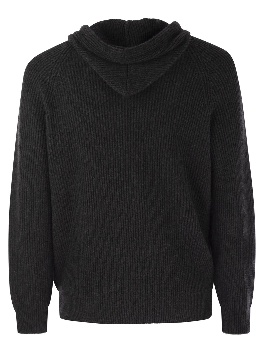 Brunello Cucinelli Men English Rib Cashmere Knit Hooded Topwear
