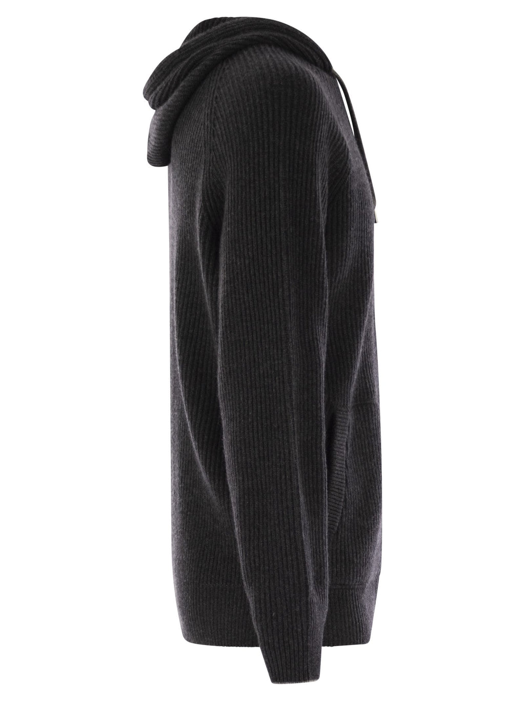 Brunello Cucinelli Men English Rib Cashmere Knit Hooded Topwear