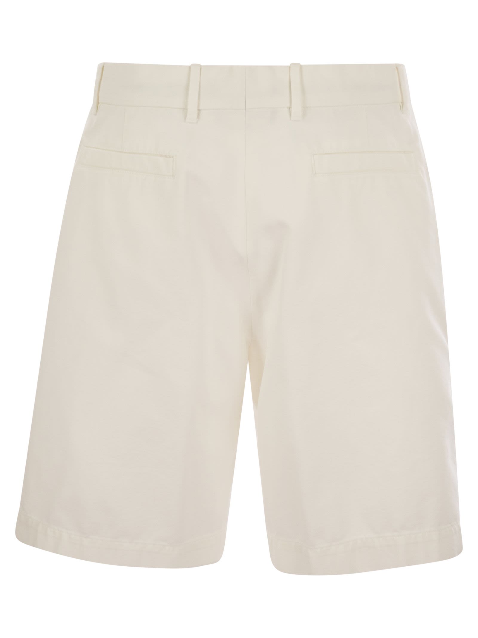 Brunello Cucinelli Men Cotton Gabardine Bermuda Shorts