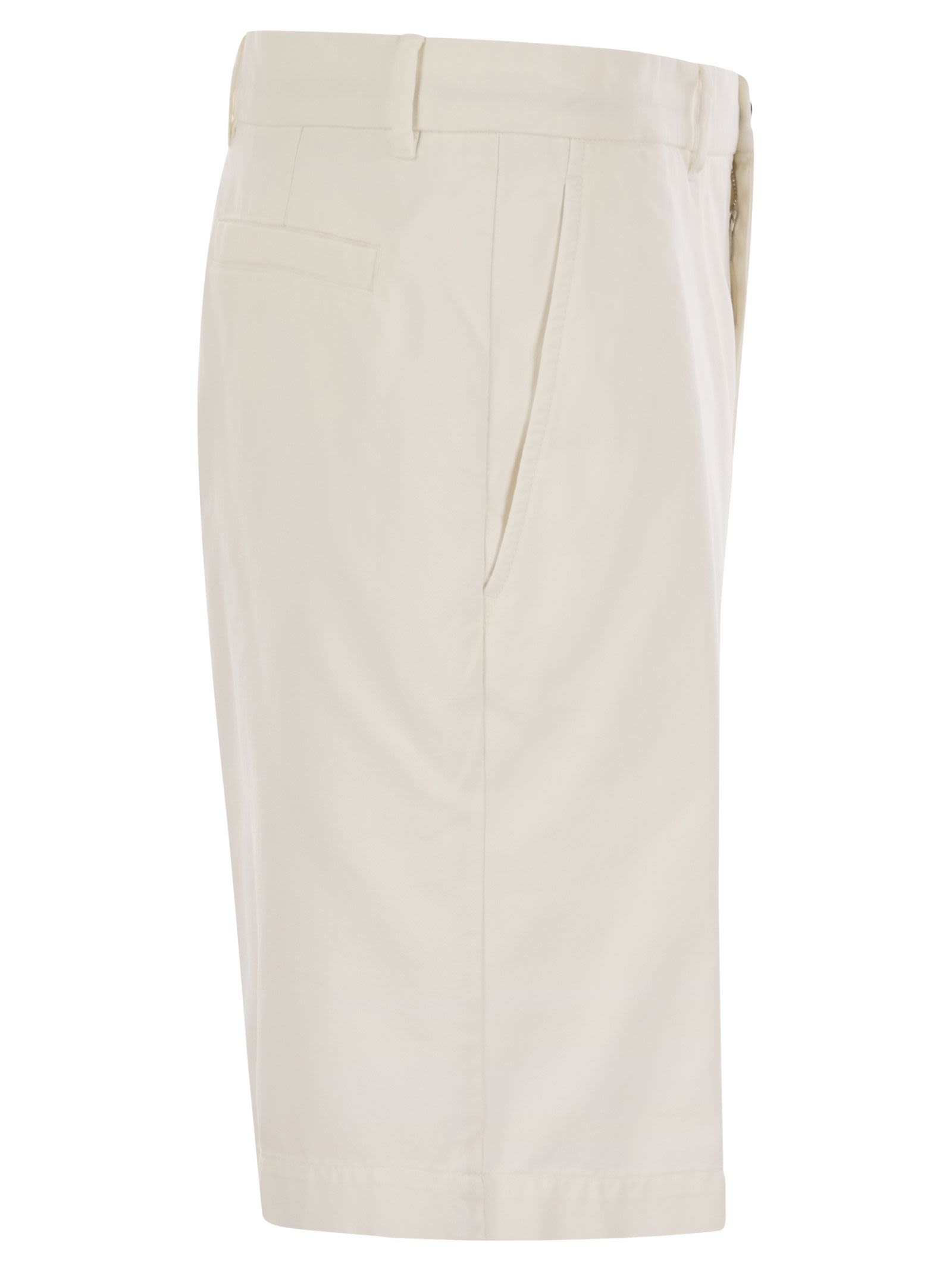 Brunello Cucinelli Men Cotton Gabardine Bermuda Shorts