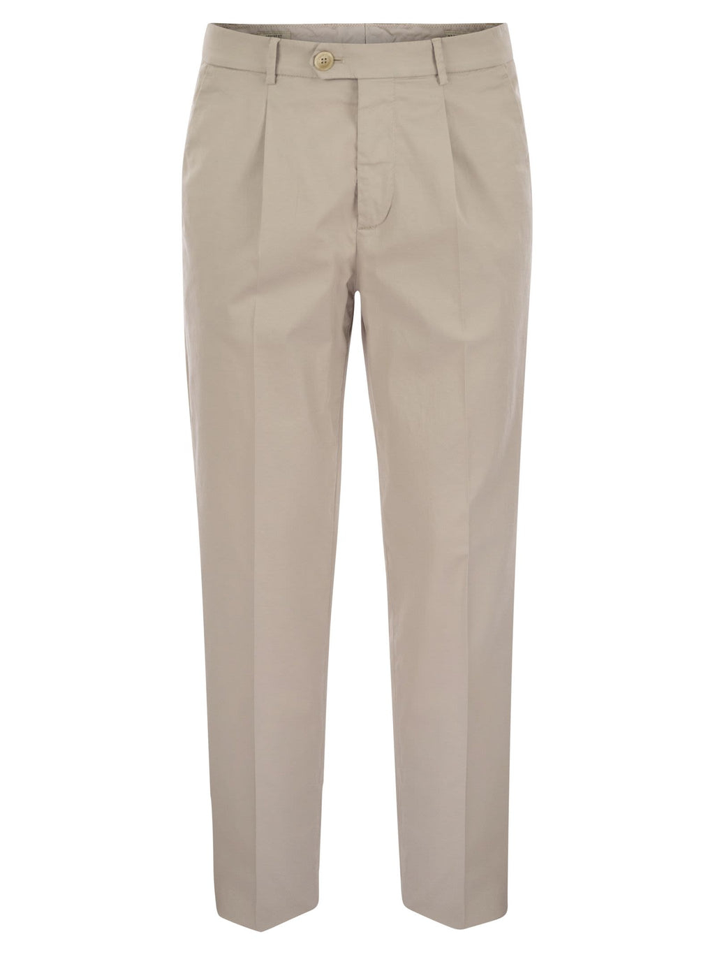 Brunello Cucinelli Men Garment-Dyed Leisure Fit Trousers In American Pima Comfort Cotton With Pleats