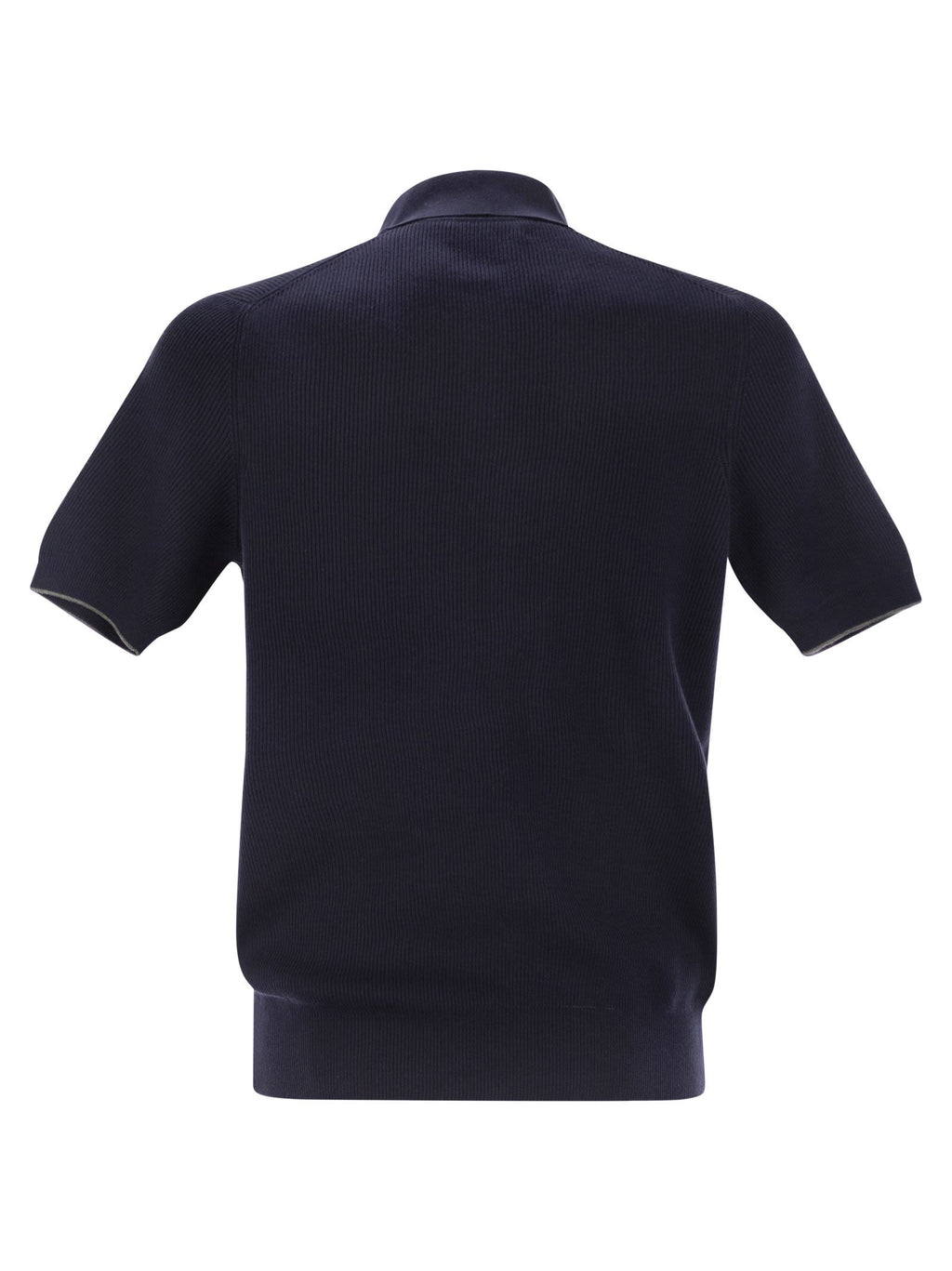 Brunello Cucinelli Men Ribbed Cotton Polo-Style Jersey