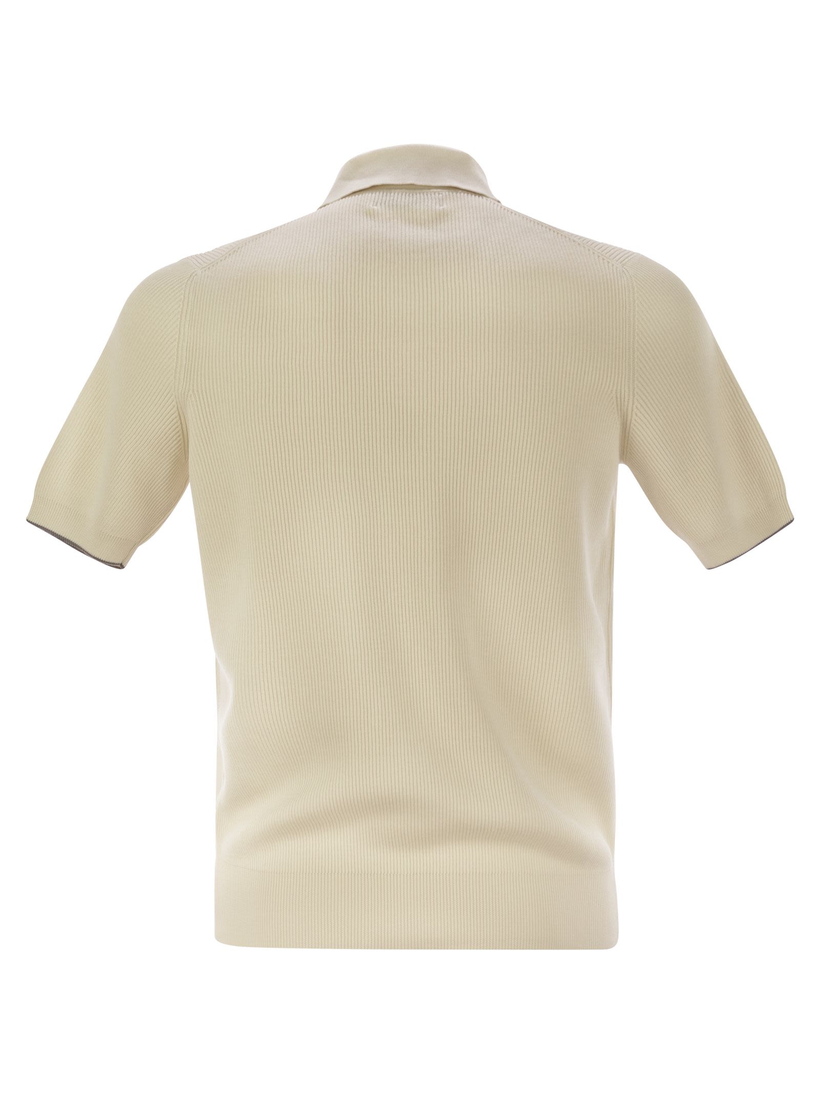 Brunello Cucinelli Men Ribbed Cotton Polo-Style Jersey