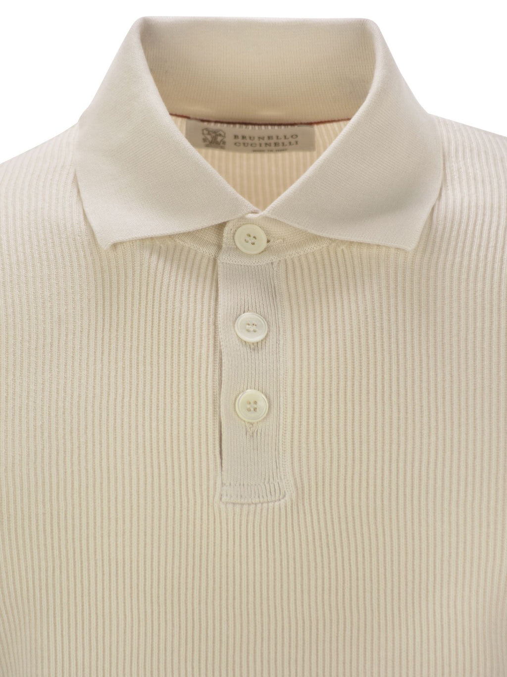 Brunello Cucinelli Men Ribbed Cotton Polo-Style Jersey