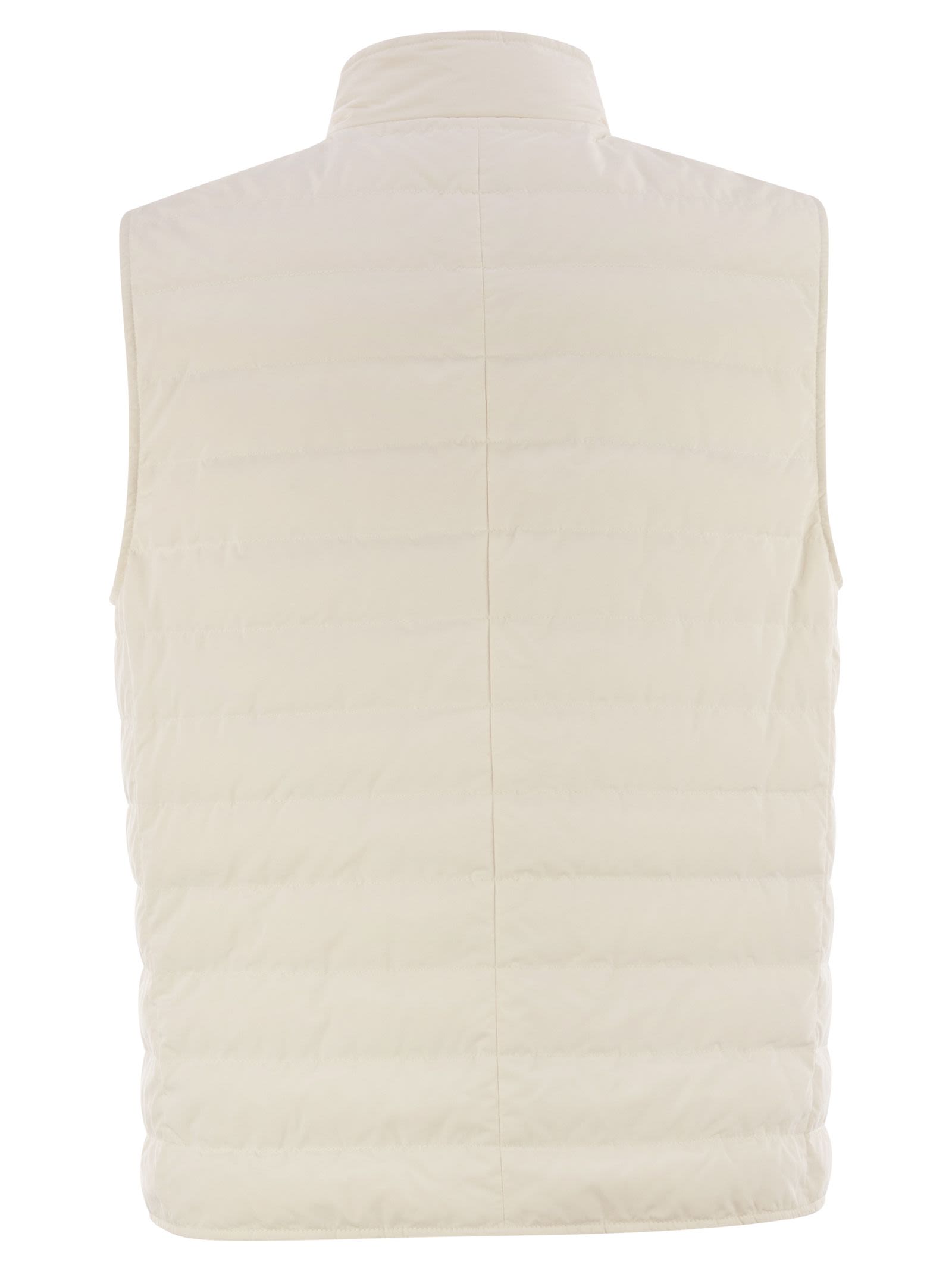 Brunello Cucinelli Men Lightweight Sleeveless Down Jacket In Water-Repellent Microfibre