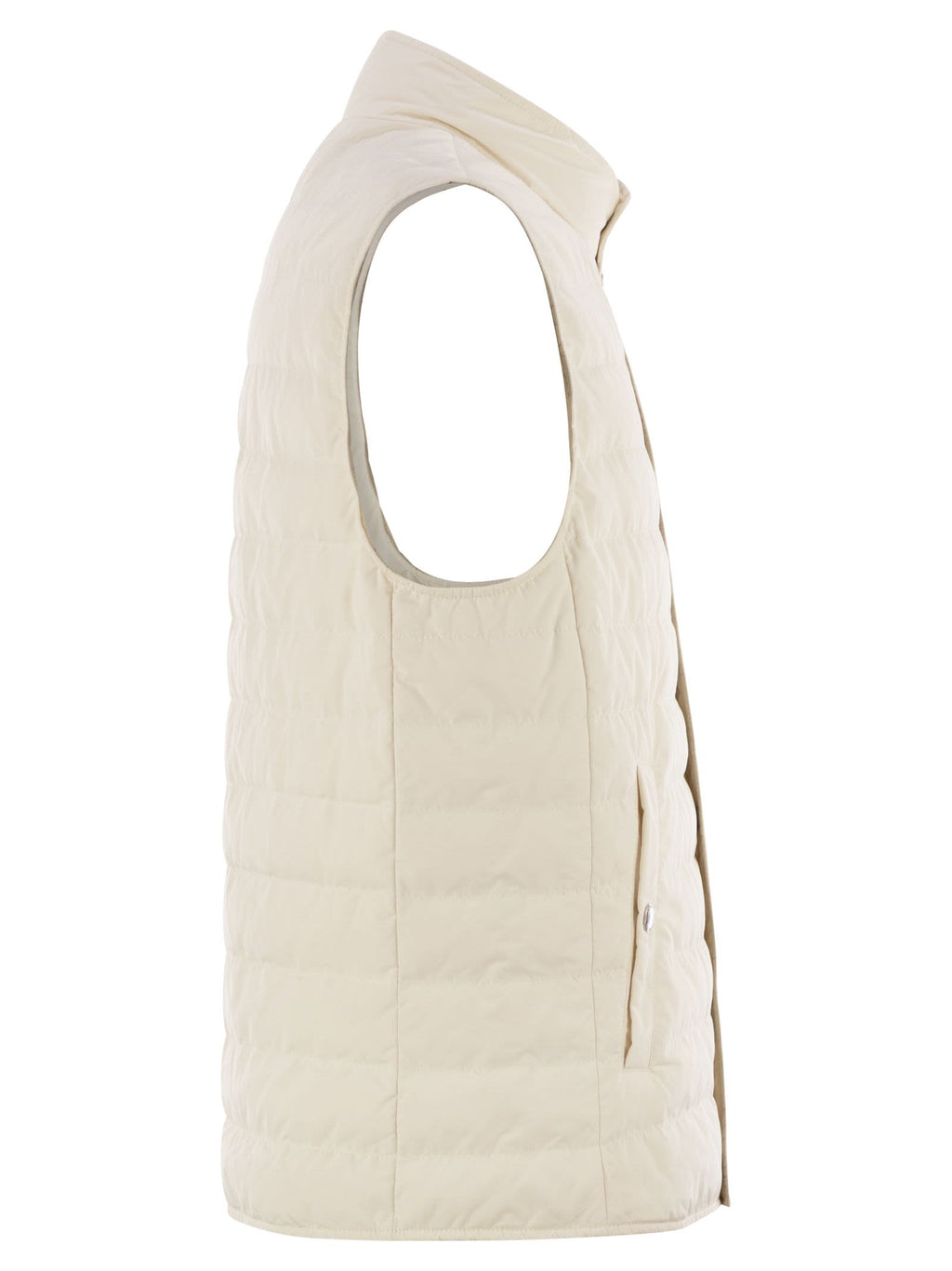 Brunello Cucinelli Men Lightweight Sleeveless Down Jacket In Water-Repellent Microfibre