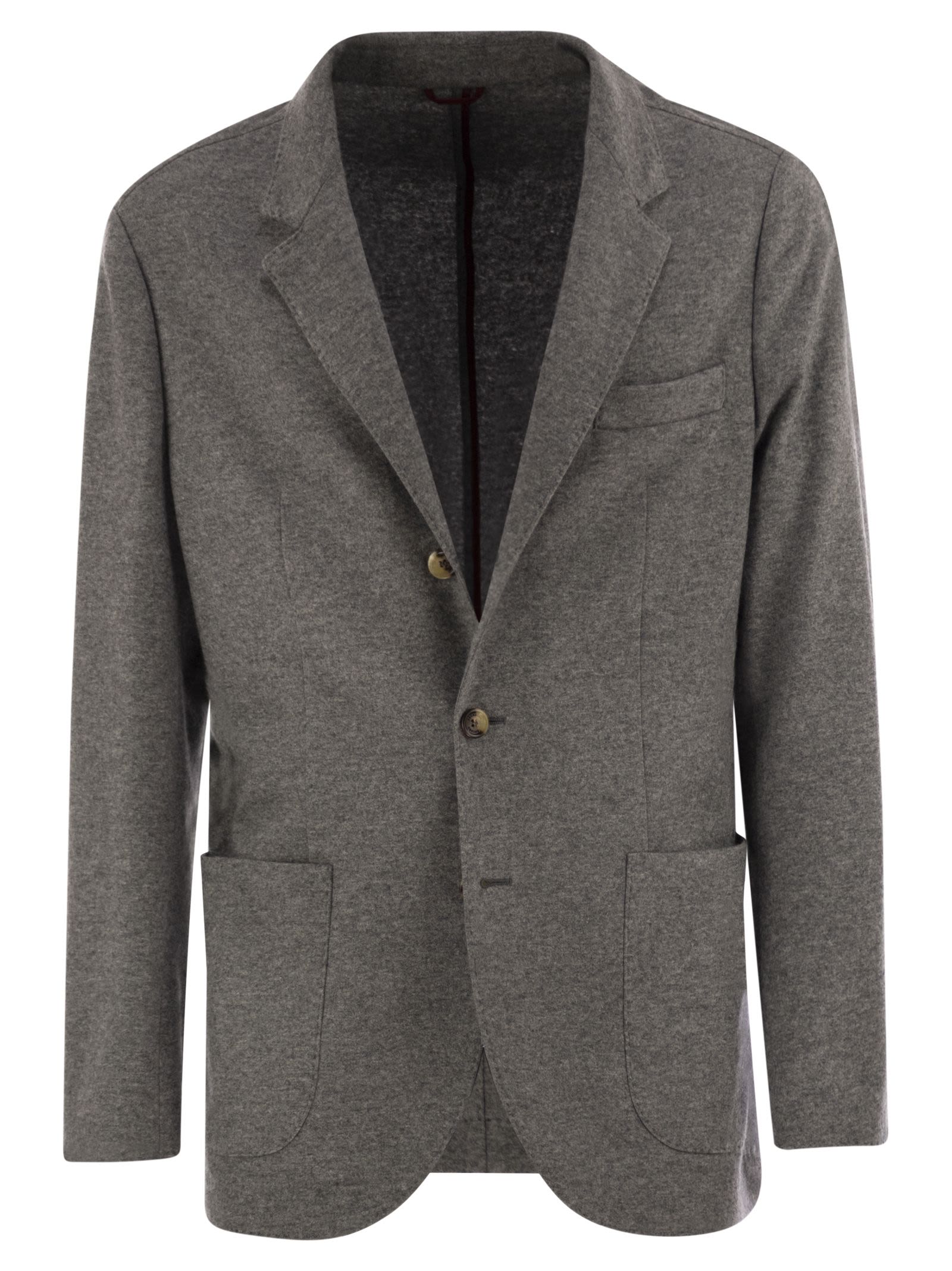 Brunello Cucinelli Men Cashmere Jersey Blazer With Patch Pockets