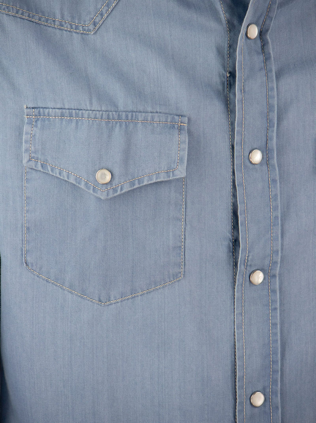 Brunello Cucinelli Men Lightweight Denim Leisure Fit Shirt With Press Studs, Epaulettes And Pockets