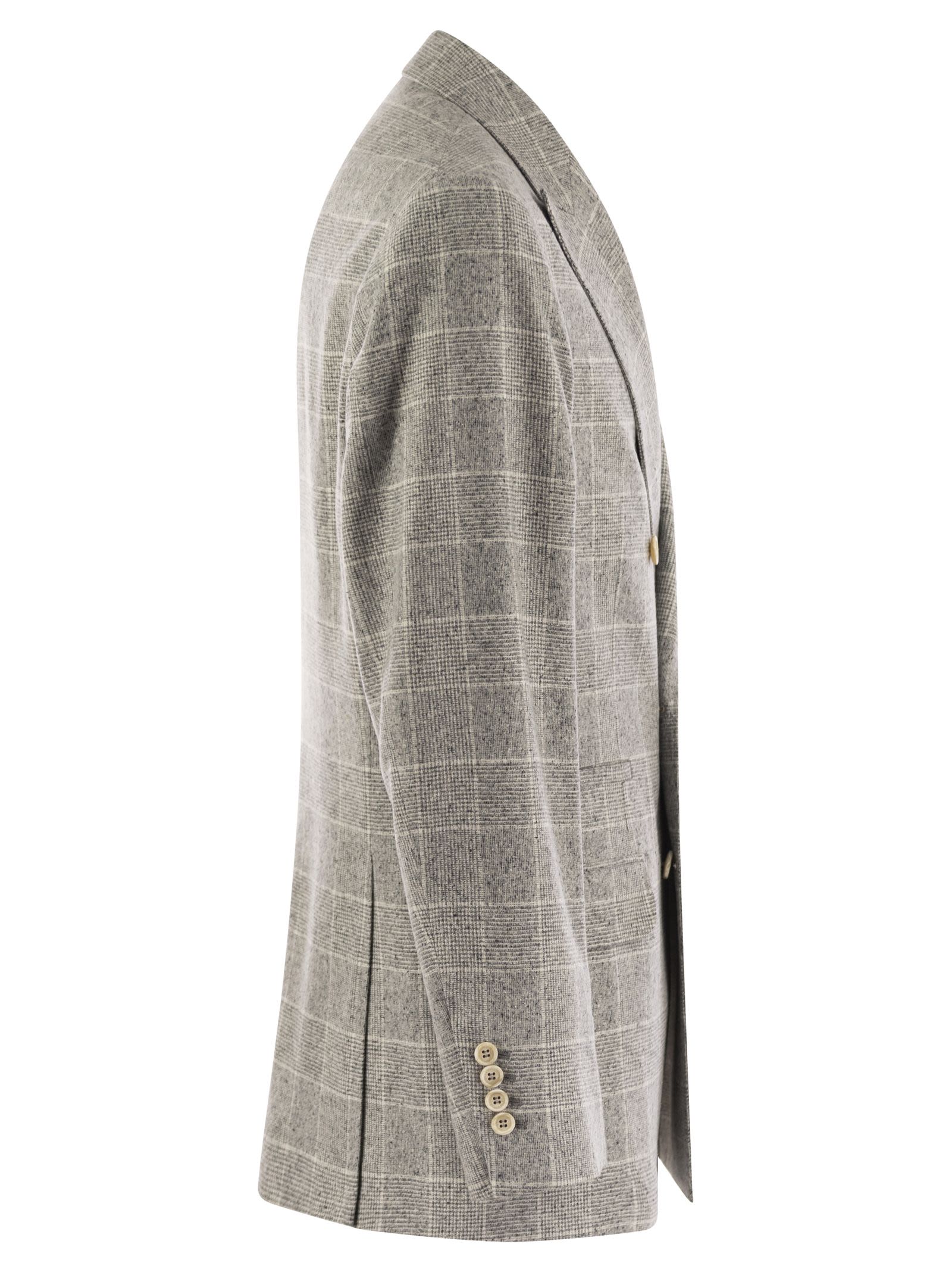 Brunello Cucinelli Men One-And-A-Half-Breasted Deconstructed Jacket In Prince Of Wales