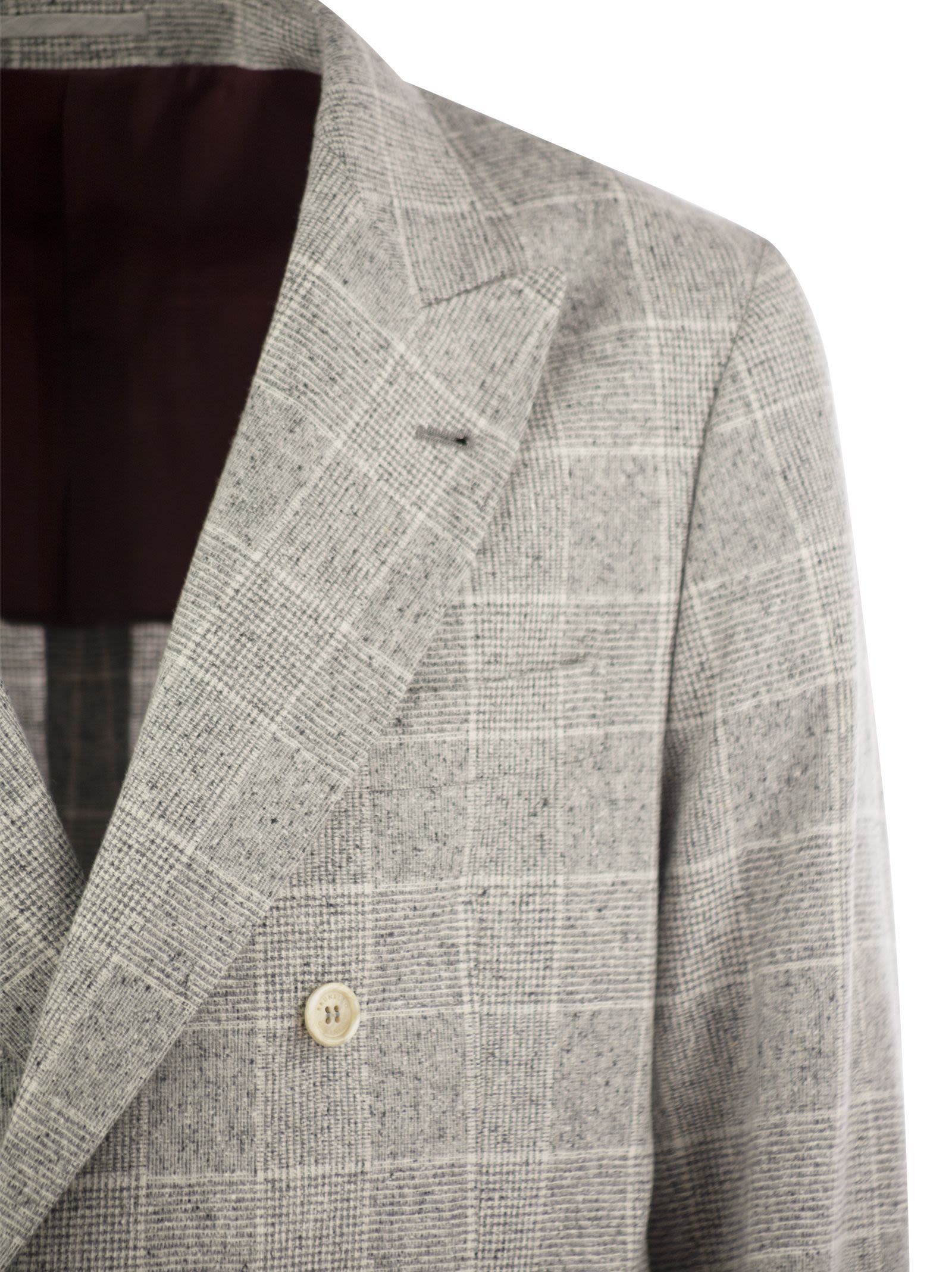 Brunello Cucinelli Men One-And-A-Half-Breasted Deconstructed Jacket In Prince Of Wales