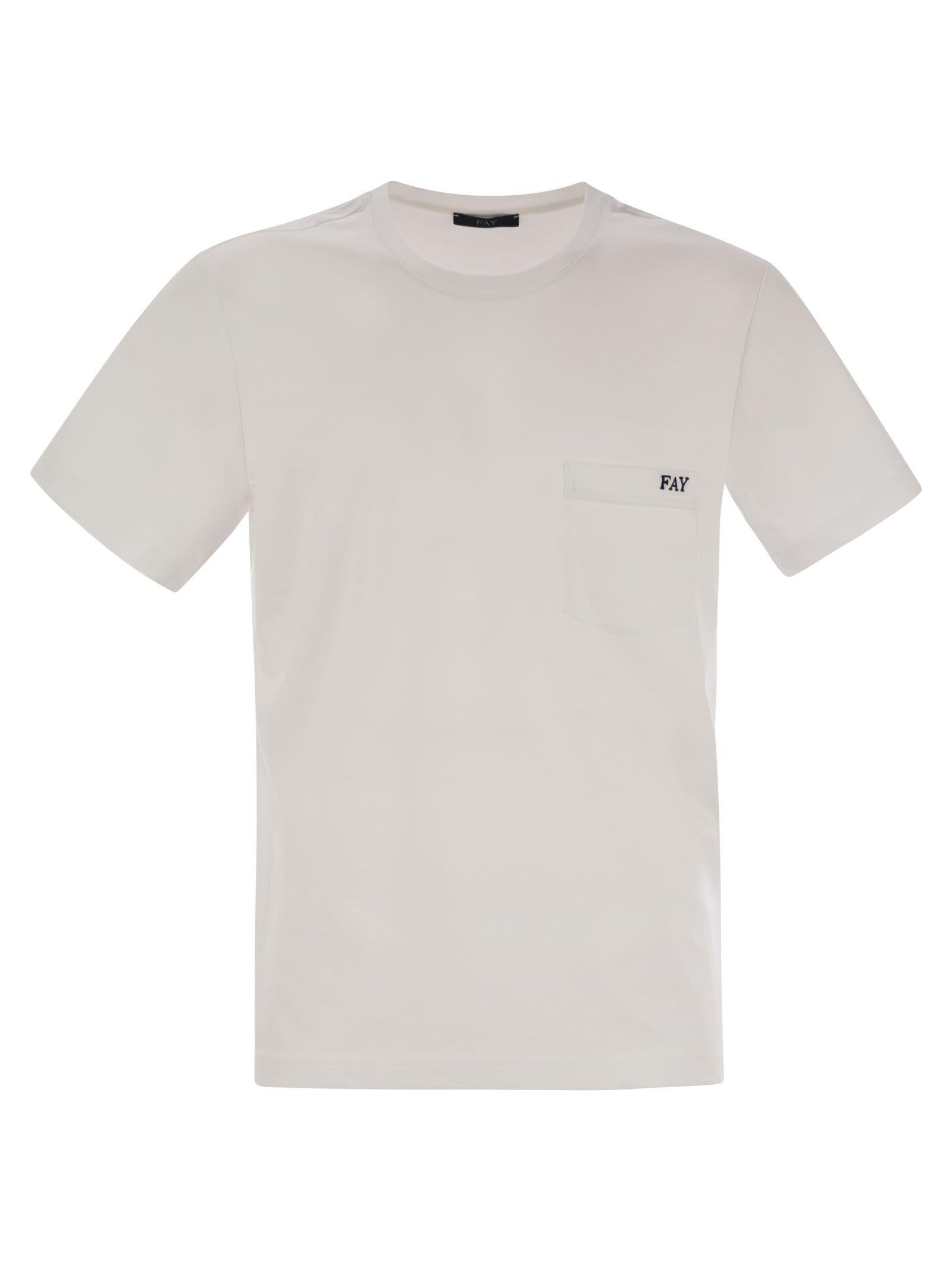 Fay Men Cotton T-Shirt With Pocket