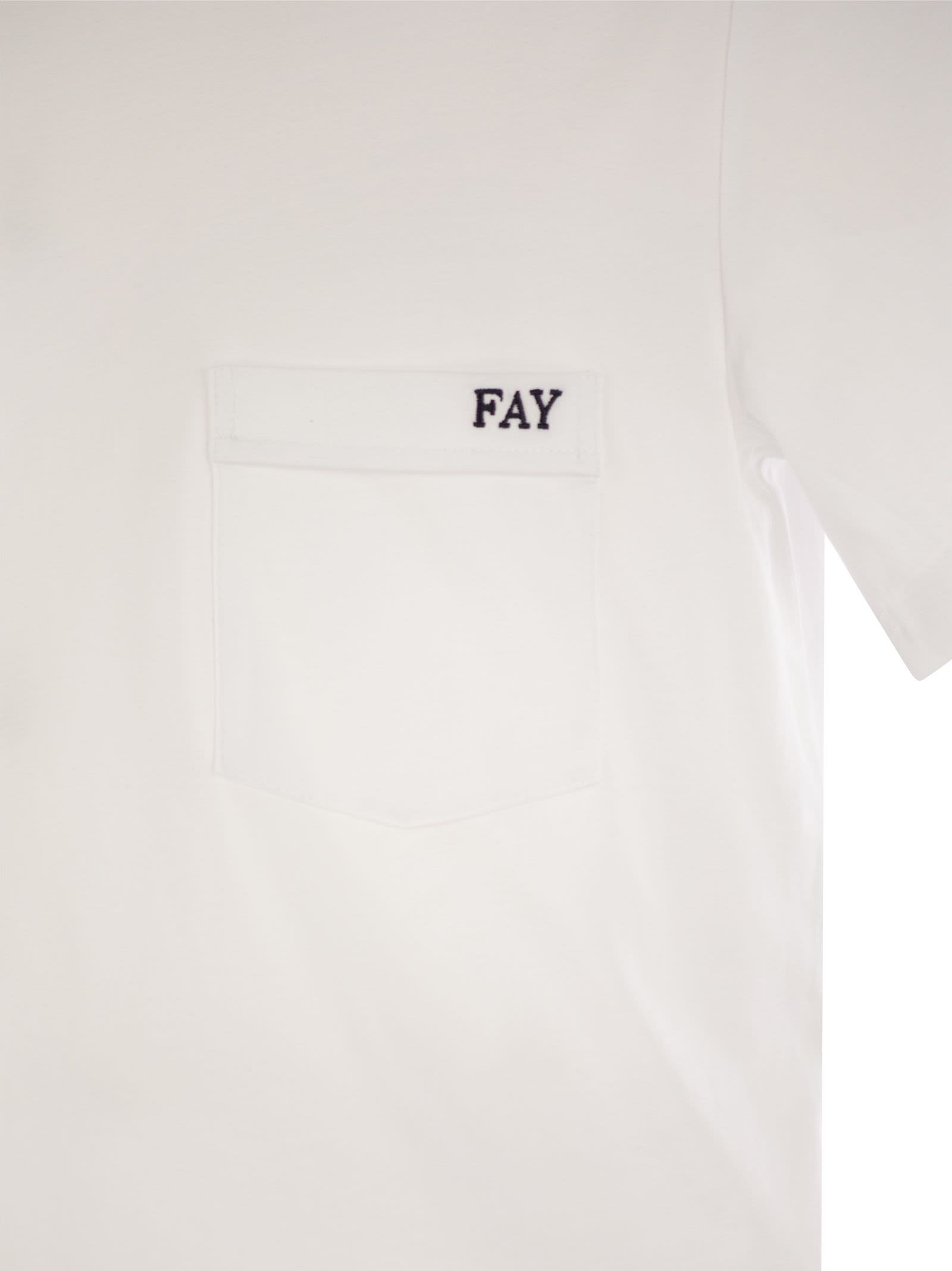Fay Men Cotton T-Shirt With Pocket