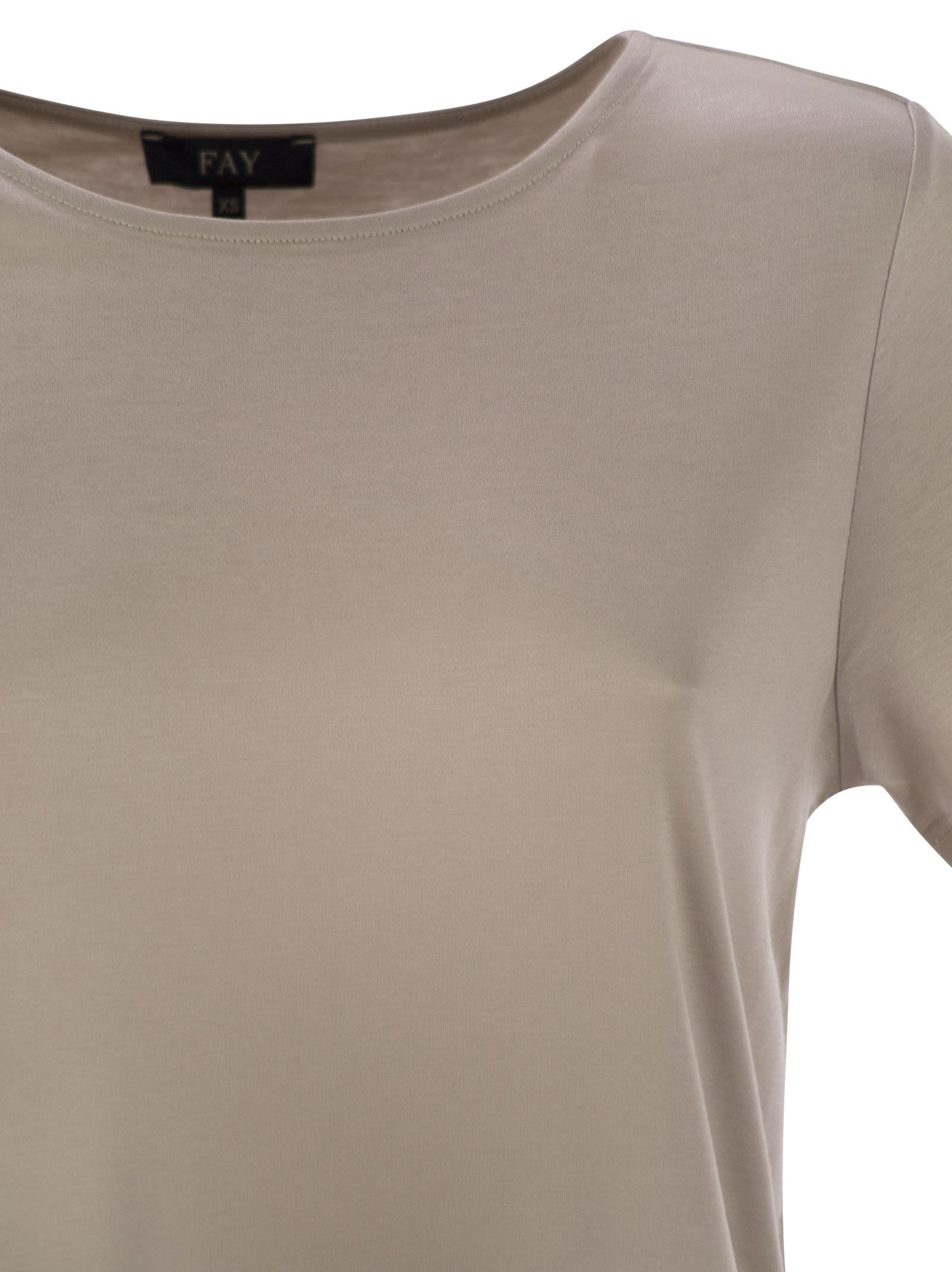 Fay Women Jersey T-Shirt With Boat Neckline