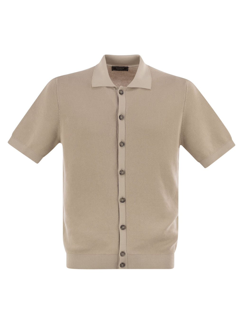 Peserico Men Polo Cardigan In Pure Cotton Yarn