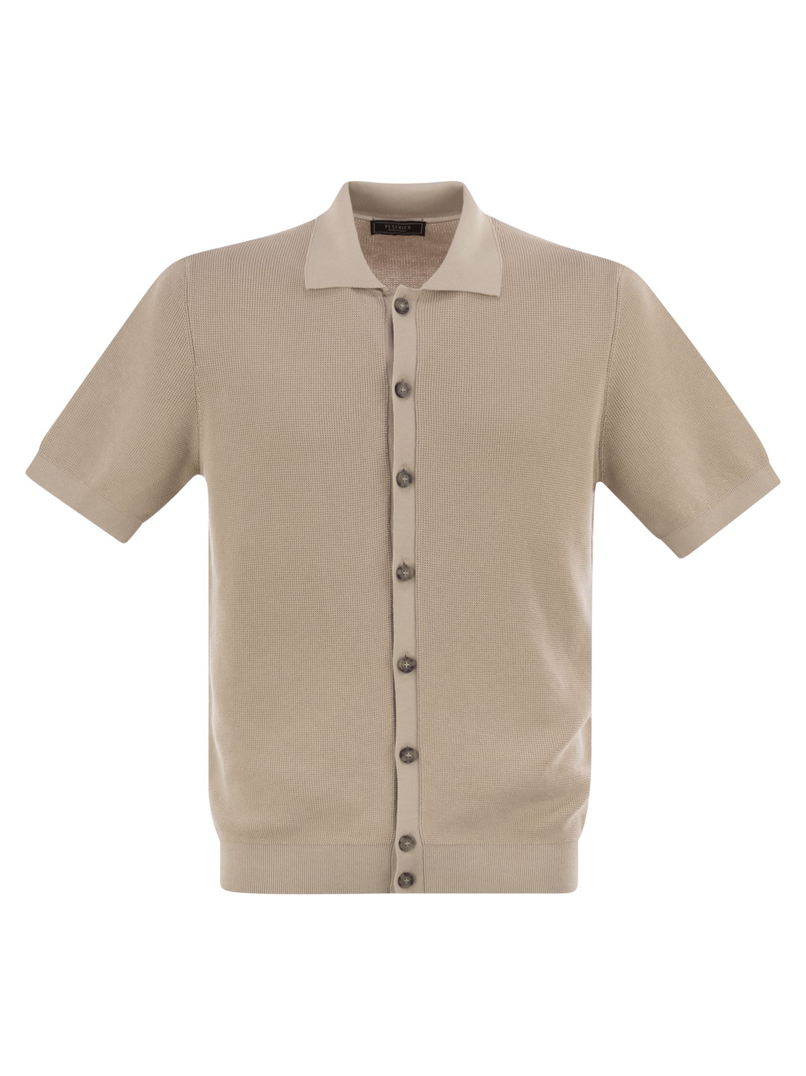 Peserico Men Polo Cardigan In Pure Cotton Yarn
