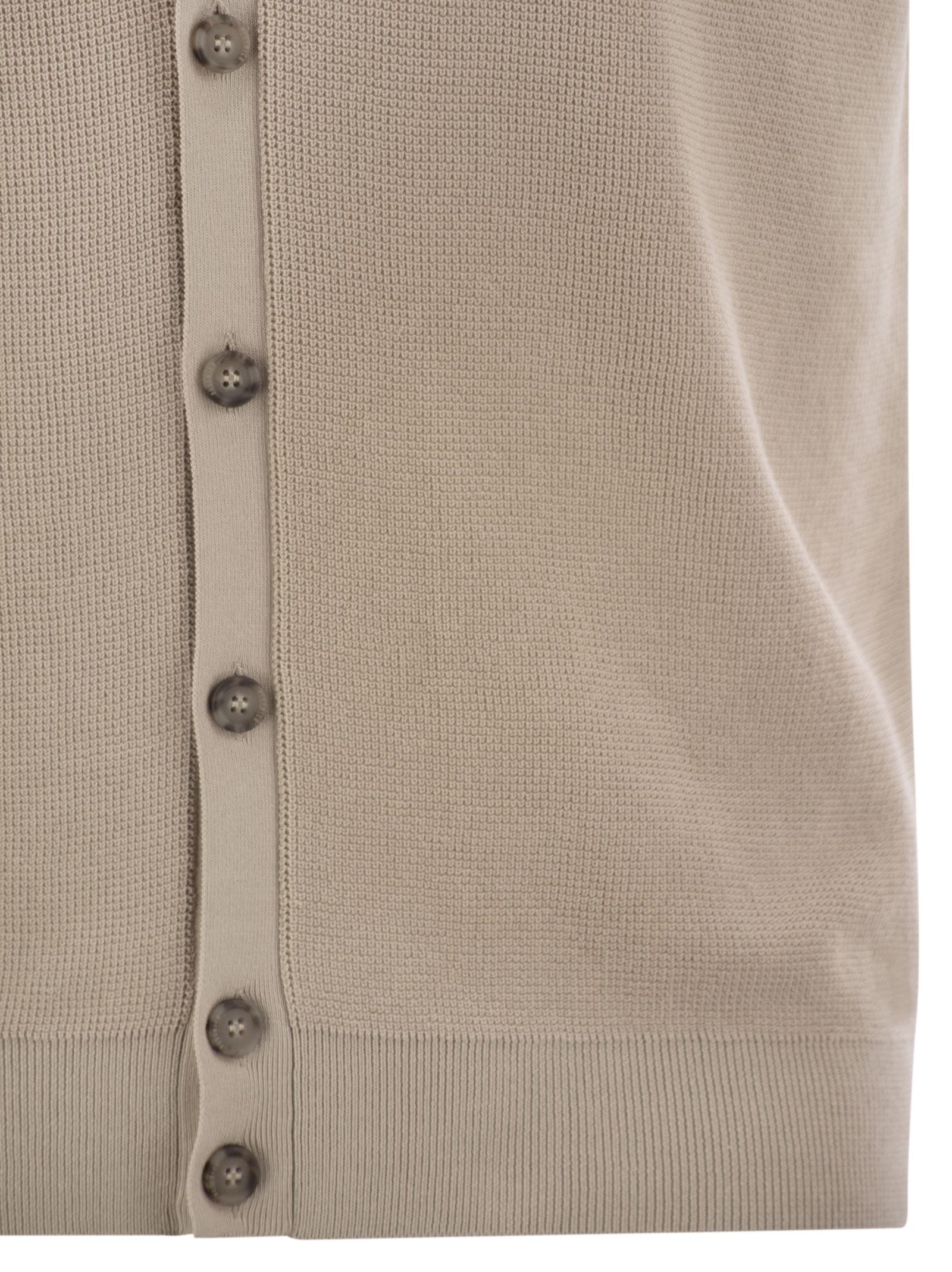 Peserico Men Polo Cardigan In Pure Cotton Yarn