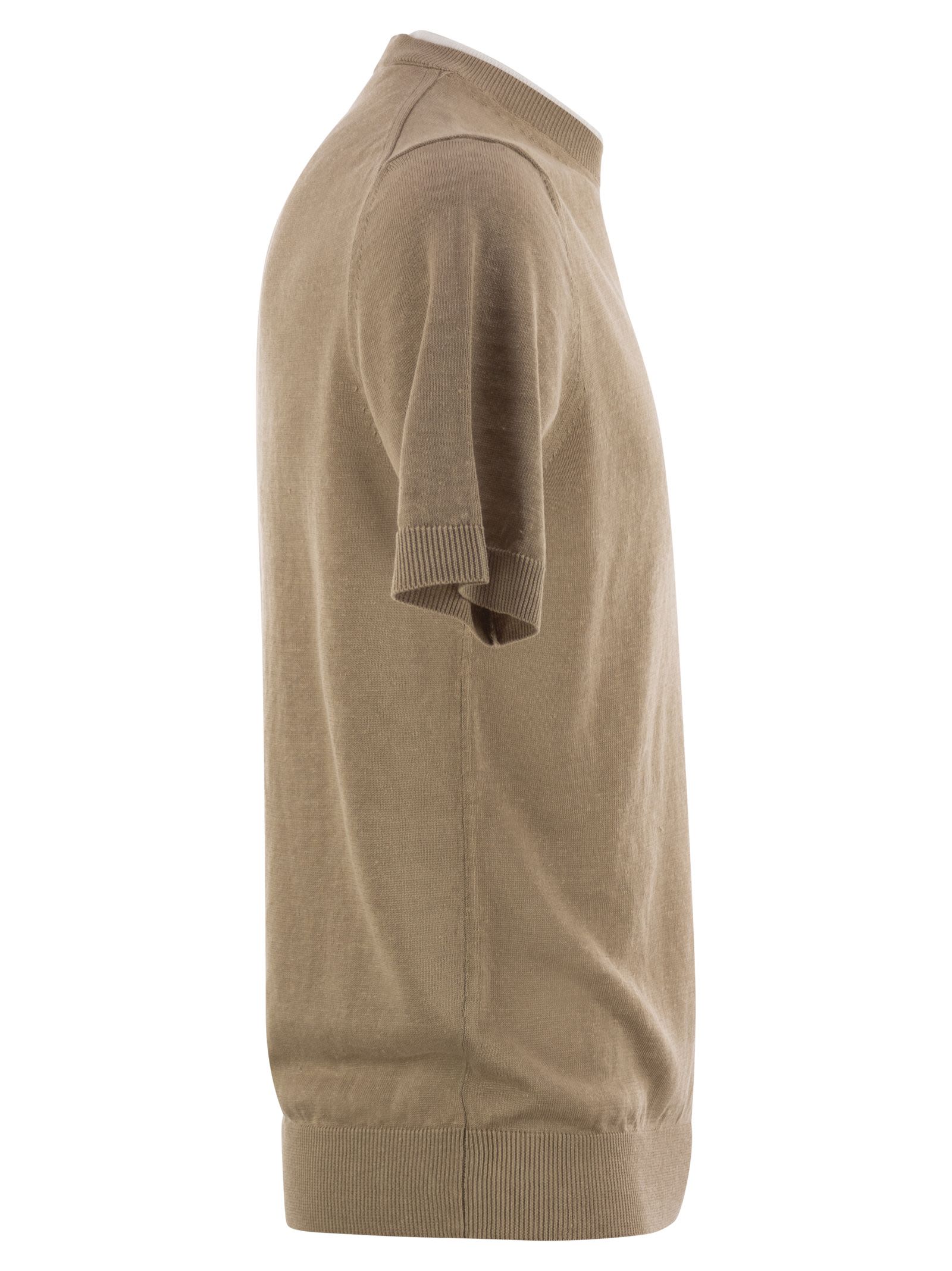 Peserico Men T-Shirt In Linen And Cotton Yarn