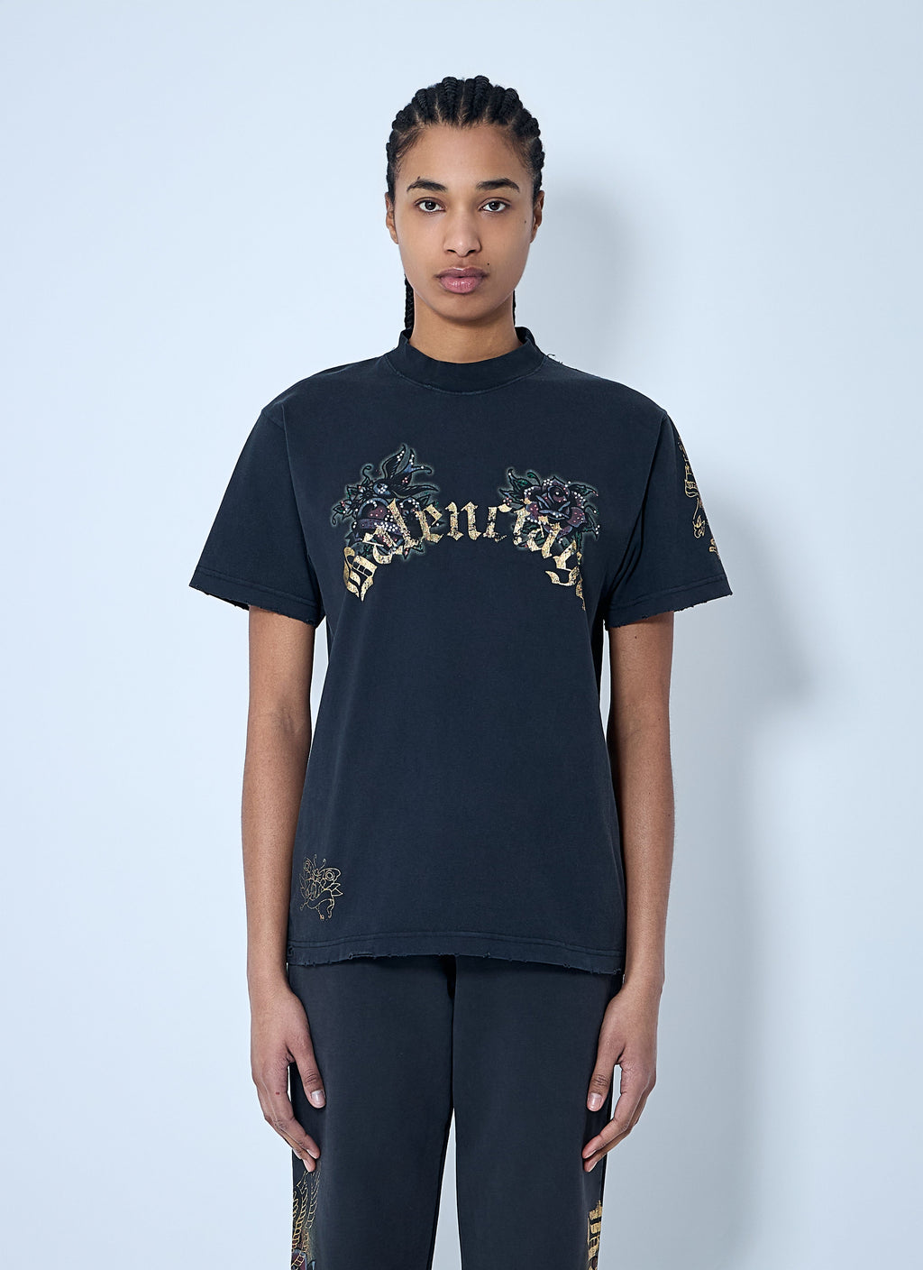 Balenciaga Women Tacky Tattoo Logo Motif T-Shirt